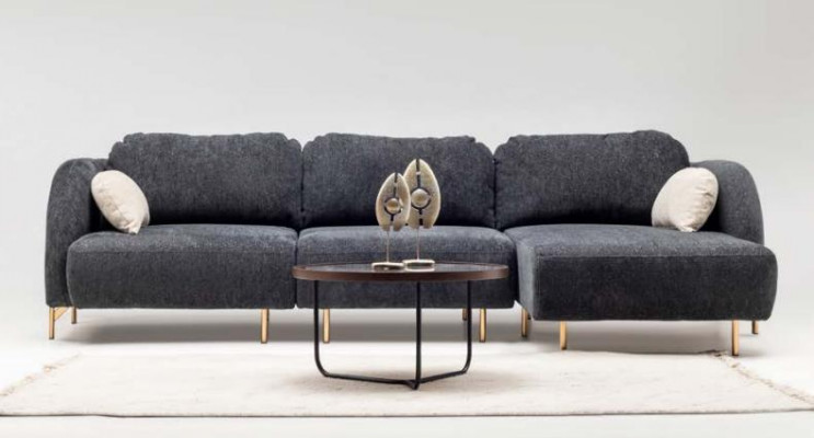 Hoekbank in L-vorm Bekledingsbank Stoffen sofa Grijze bank Ligbank Stof