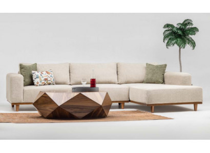 Hoekset Hoekbank L-vorm Stoffen bank Gestoffeerde bank Bank Sofa Beige