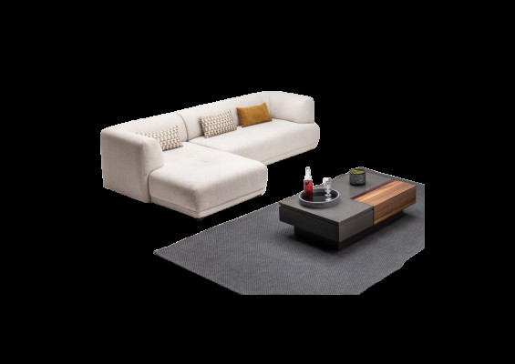 Hoekbankstel Hoekbank L-vorm Stoffen bankstel Beklede bank Bank Beige