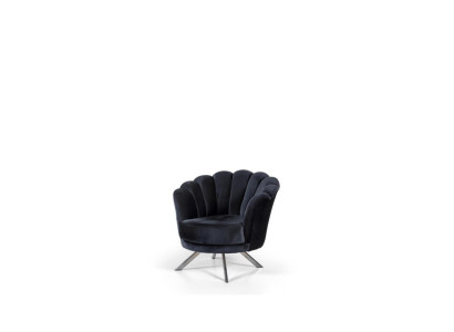 Cocktailstoel Fauteuil Oorfauteuil Stoffen fauteuil Zwarte bekleding Zitvlak