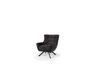 Woonkamerfauteuil Vleugelstoel Stoffen fauteuil Grijs Beklede zitting Eenpersoons.