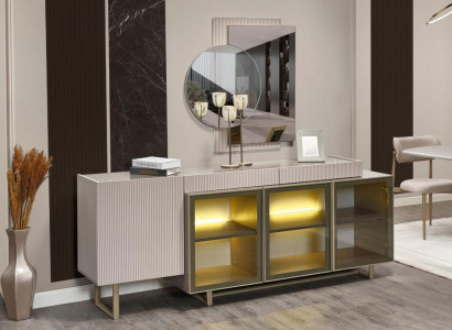 Dressoir Anrichte Houten Kast Kast Ladekast Beige Hout Eetkamer