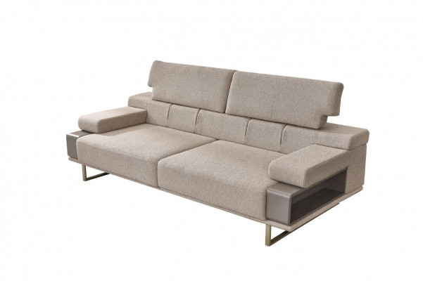 Compleet driezitsbank fauteuil beige gestoffeerde sofa stoffenbank set 3-delig.
