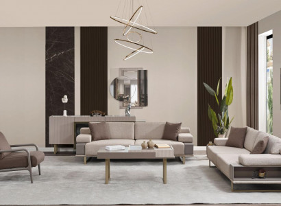Compleet driezitsbank fauteuil beige gestoffeerde sofa stoffenbank set 3-delig.