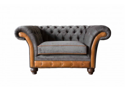 Chesterfield Design Fauteuil Bank Bekleding Stof Banken Oorfauteuil