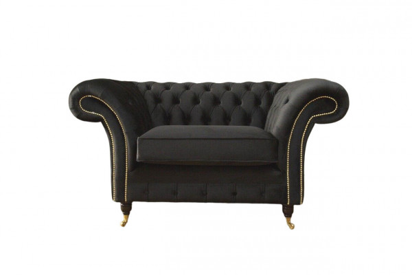 Chesterfield fauteuil Lounge Zwart Bank Bankstel Modern Stof Nieuw