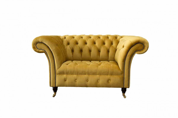 Chesterfield Gele Fauteuil Bank Bekleding Luxe Textiel Ontwerp Banken Nieuw