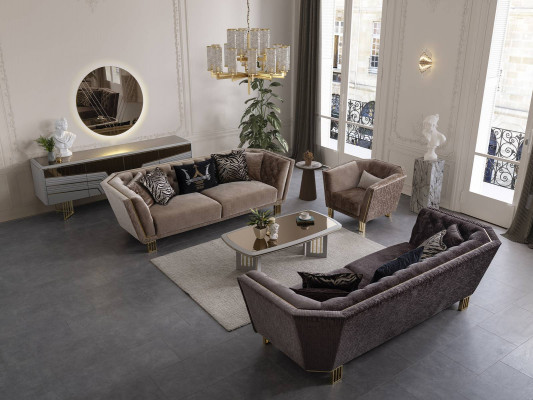 Modern set luxe bankstel 3+3+1 zitter stijlvolle gestoffeerde zitmeubelen