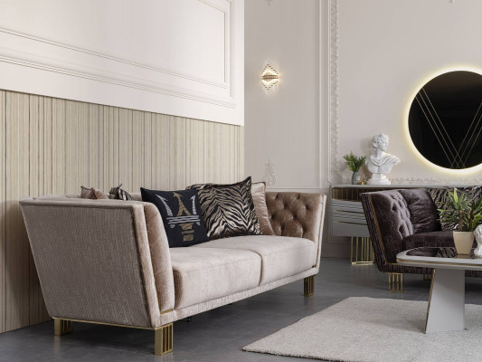 Modern set luxe bankstel 3+3+1 zitter stijlvolle gestoffeerde zitmeubelen
