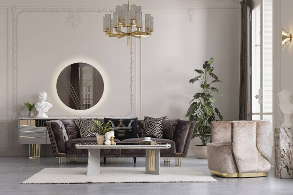 Modern set luxe bankstel 3+3+1 zitter stijlvolle gestoffeerde zitmeubelen