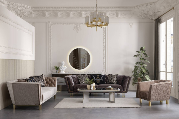 Modern set luxe bankstel 3+3+1 zitter stijlvolle gestoffeerde zitmeubelen