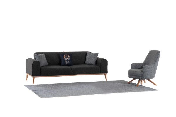 Moderne grijze 3-zits Luxueuze stoffen bankstel voor de woonkamer zitmeubels