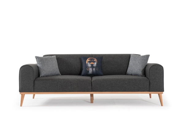 Moderne grijze 3-zits Luxueuze stoffen bankstel voor de woonkamer zitmeubels
