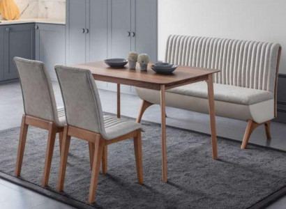 Moderne witte eethoek designer eettafel 2x stoelen bank 4-delig.