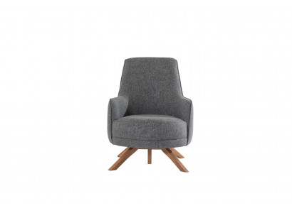 Moderne woonkamer fauteuil, eenzitter, gestoffeerde relaxfauteuil, houten poten, nieuw.