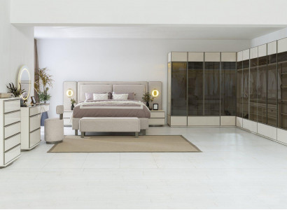 Compleet slaapkamer set designer bed nachtkastjes kaptafel 7-delig