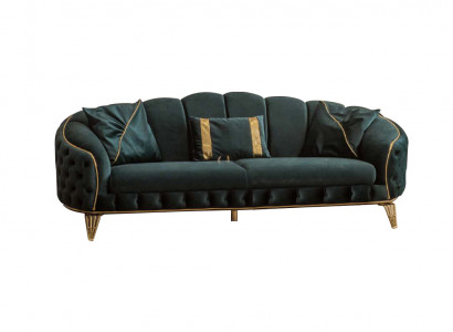 Modern Chesterfield Groen Sofa 3-Zitsbanken Driezitter Nieuw Textiel Metaal