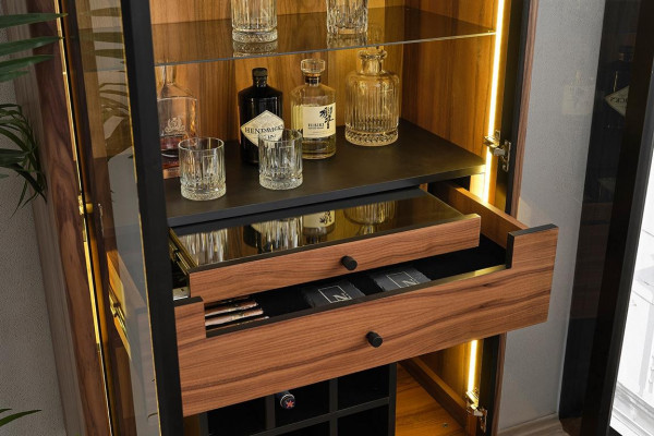 Bruine luxe vitrinekast glazen vitrine LED-kast designer-barschranken nieuw
