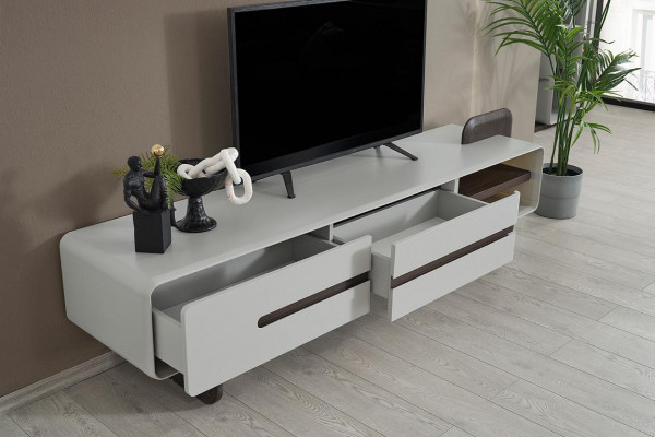 Witte lage kast Moderne RTV 2-deurs woonkamer dressoir Houten meubelstukken