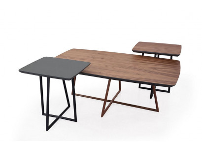 Bruin-zwart salontafelset woonkamer bijzettafel 2x tafels 3-delig.