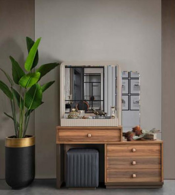 Bruine kaptafel Luxe houten kaptafel Moderne toilettafel