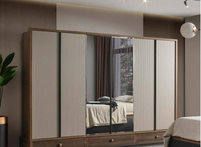 Beige slaapkamer kledingkast designer houten kast edele meubels nieuw
