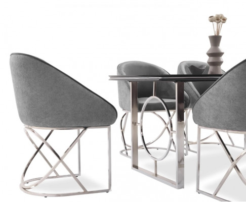 Moderne eetkamermeubels luxueuze eettafel + 6x stoelen tafel stoelen.