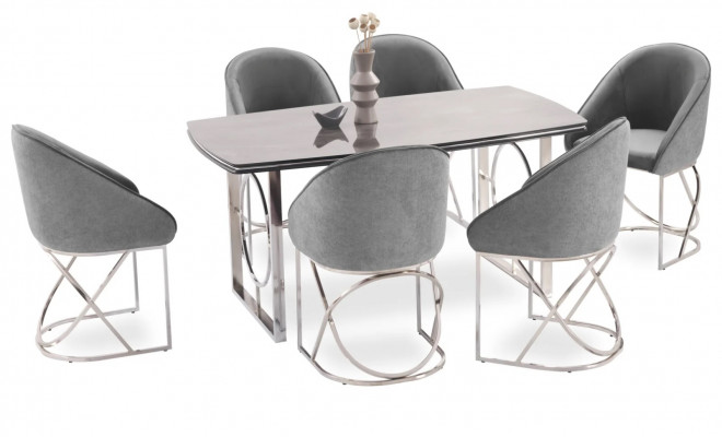 Moderne eetkamermeubels luxueuze eettafel + 6x stoelen tafel stoelen.