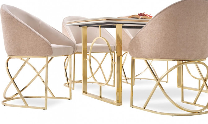 Luxe eetkamerstoel 6x stoelen textieldesign metaal eigentijdse stoelmeubelen