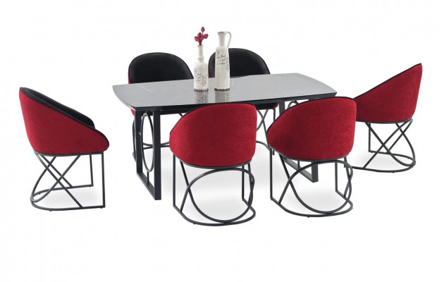 Compleet set eettafel 6x stoelen eetkamer set eet groep tafel tafels 7-delig