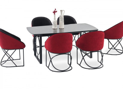 Compleet set eettafel 6x stoelen eetkamer set eet groep tafel tafels 7-delig