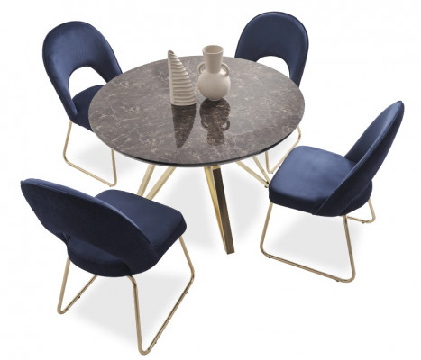Luxe eetkamerset eetkamertafel 4x stoelen textiel eethoek modern garnituur nieuw