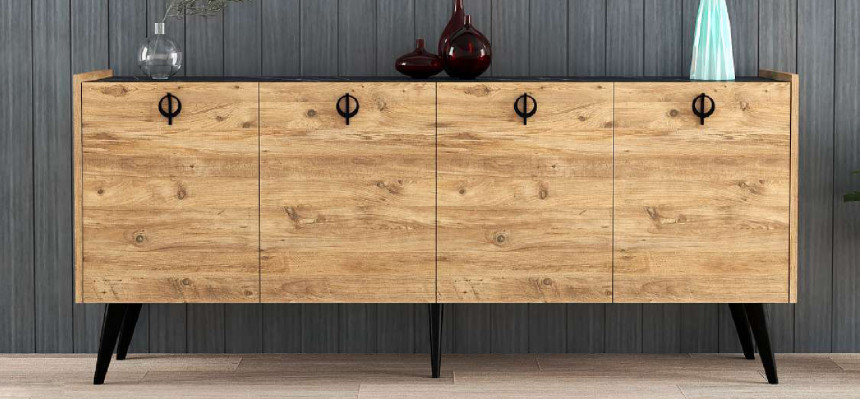 Woonkamer Bruin Dressoir Modern Design Rechthoekige Vorm Planken Luxe