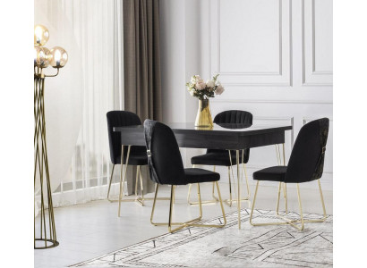 Eetgroep 5-delig Eettafel met stoelen Modern design Donkergrijs Effen Eetkamer