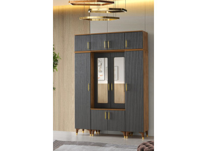 Garderobekast Grijs Bruin Tweekleurig Rechthoekig Modern Design Stijl Slaapkamer
