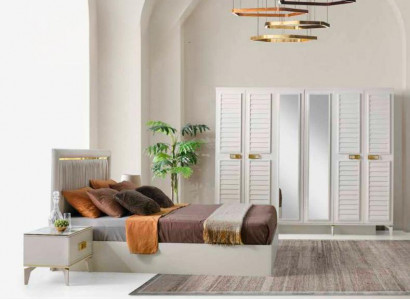 Compleet slaapkamer set bed nachtkastjes kledingkast 4-delig wit effen