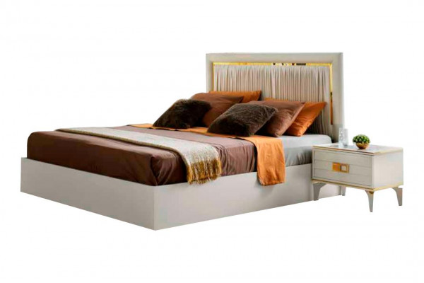 Bett wit eenkleurig modern ontwerp rechthoekig textiel slaapkamer stijl
