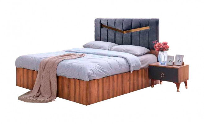Bed Rechthoekig Grijs Bruin Tweekleurig Modern Design Slaapkamer Tweepersoonsbed
