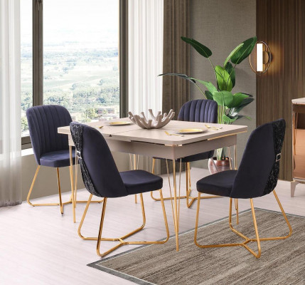 Eetkamer-set 5-dlg Tafel met stoelen Eetgroepen Modern design Rechthoekig
