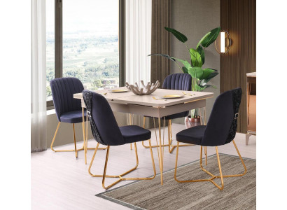 Eetkamer-set 5-dlg Tafel met stoelen Eetgroepen Modern design Rechthoekig