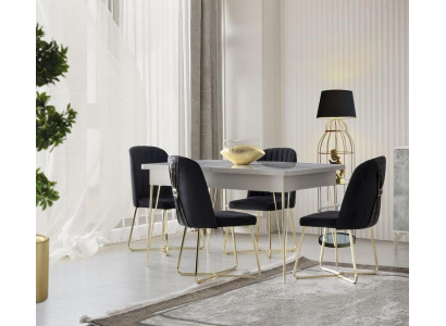 Essguppen 5-delig eettafel stoelen grijs effen modern rechthoekig vorm stijl