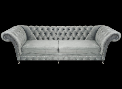 Bekleding Grijs Bank Tweezitsbank Couch Designer Woonkamer Meubels Chesterfield