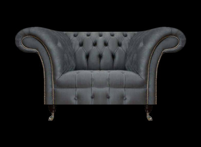 Chesterfield Moderne Grijze Fauteuil Designer Woonkamer Elegante Leunstoel
