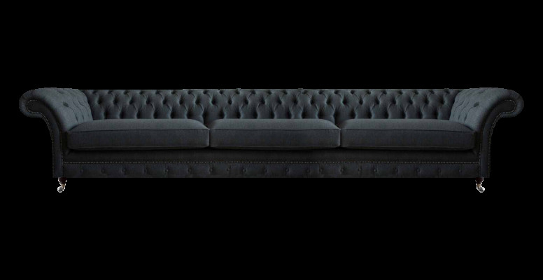 Luxueuze zwarte Chesterfield textielbank woonkamer elegante stoffen sofa's