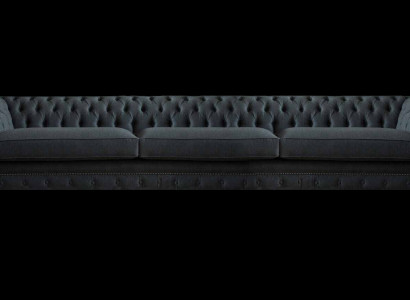 Luxueuze zwarte Chesterfield textielbank woonkamer elegante stoffen sofa's