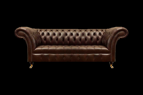 Exclusieve Chesterfield bruine leren bank moderne driezitter zitmeubel