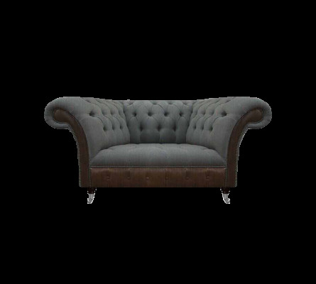 Woonkamer Grijs-Bruine Chesterfield 2-Zits Textielbanken Luxe Meubels