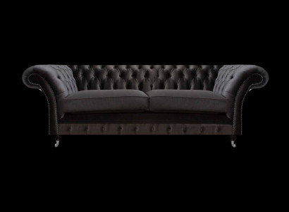 Luxueuze Chesterfield zwarte tweezitsbank woonkamer meubels bank.