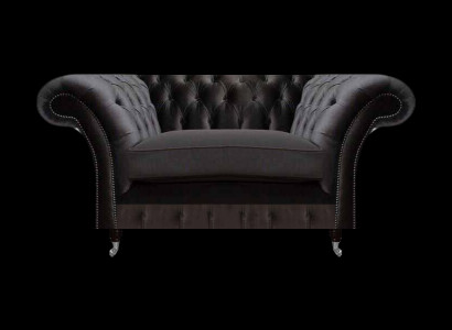 Chesterfield zwarte gestoffeerde fauteuil luxe zitmeubel moderne 1-zitter.
