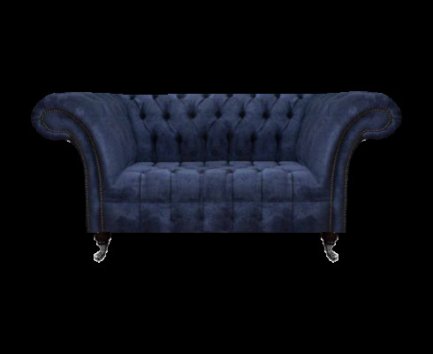 Chesterfield Blauwe Gestoffeerde Bankstel Woonkamer 2-Zits Luxe Elegante Zitmeubels